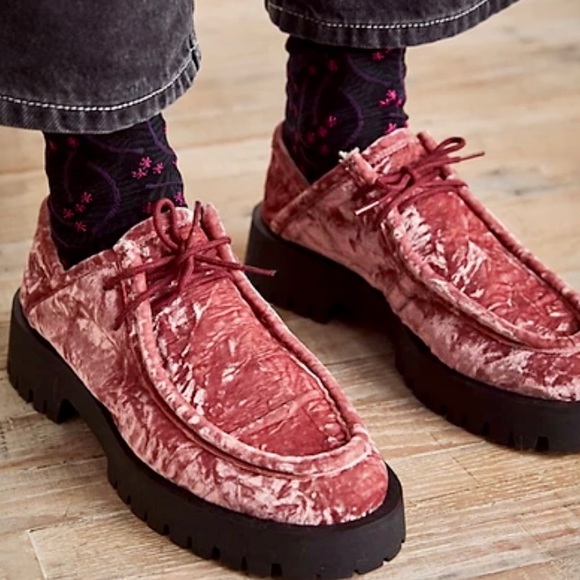 Free People Convertible Velvet Loafers Platform Creepers Oxford Boots Lug Sole - Picture 3 of 9